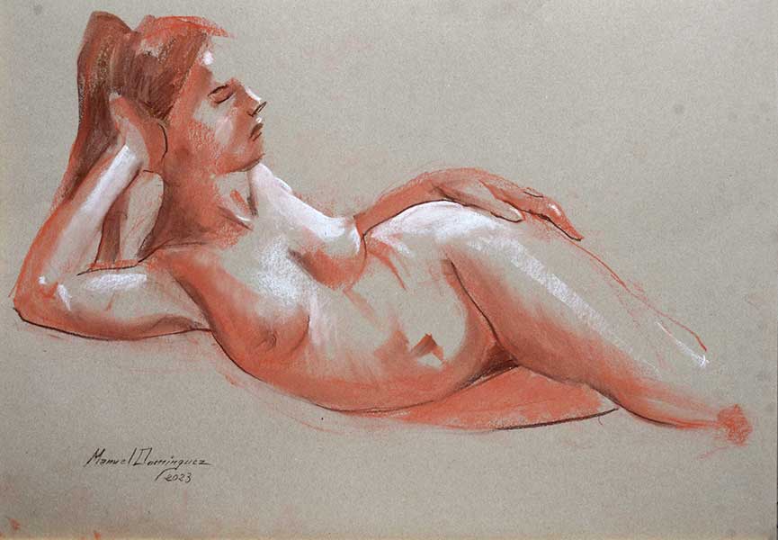 Female nude in watercolor. 60x42 cm.