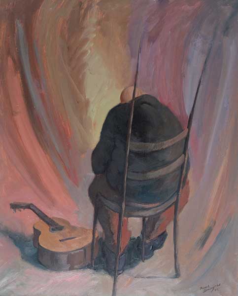  Guitarist, oil painting by Manuel Domínguez