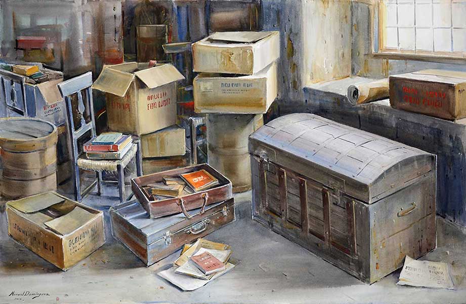 Watercolor by Manuel Domínguez-The quarter of the baules 1