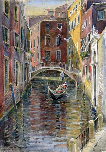 Venecia. acuarela de Manuel Domínguez