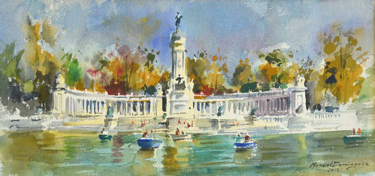 
Watercolor 20-Retiro Pond in Madrid- Manuel Domínguez