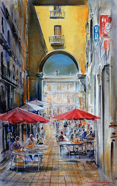 Watercolor 25 Paza Mayor of Madrid