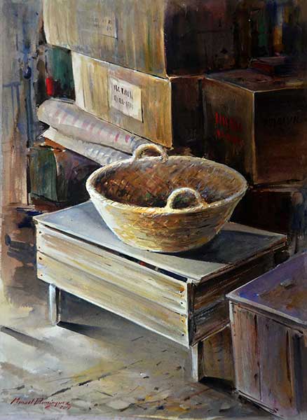 Canasto-76 x 56 cm-acuarela de Manuel Domínguez