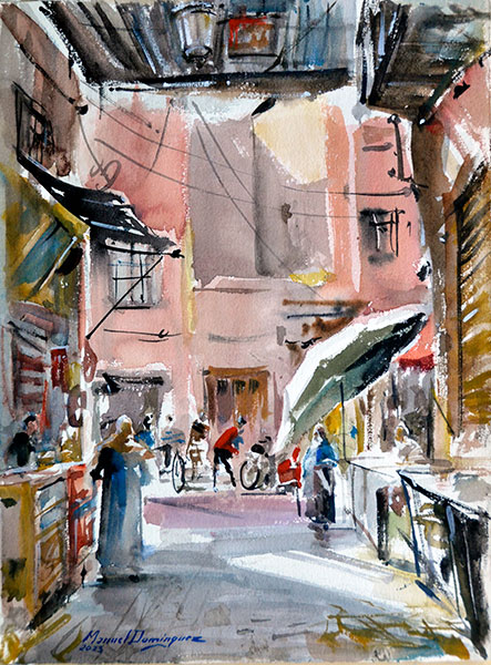El Arco de la Calle real. acuarela de Manuel Domínguez