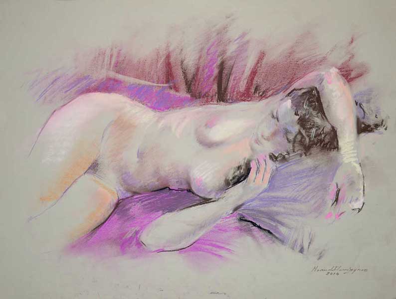 Desnudo femenino. pastel