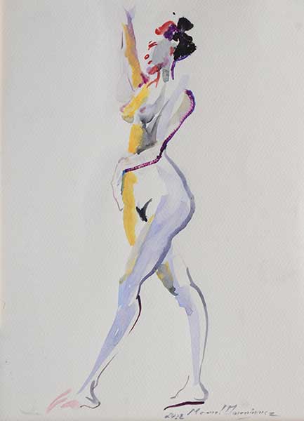 Desnudo femenino. Dibujo a pastel de Manuel Domínguez