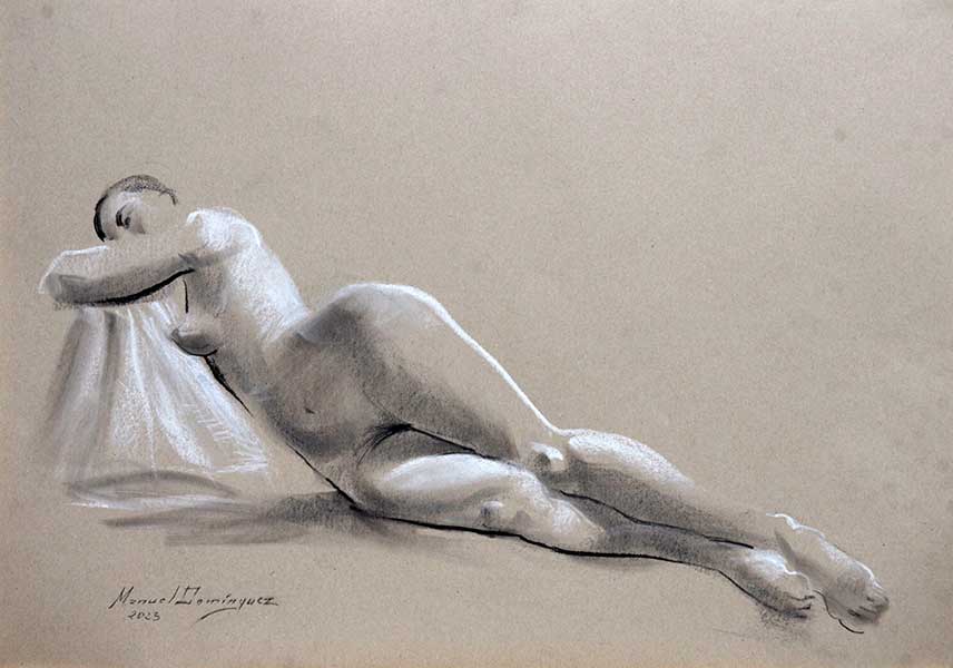 Female nude in watercolor