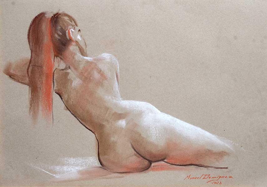 Female nude in watercolor