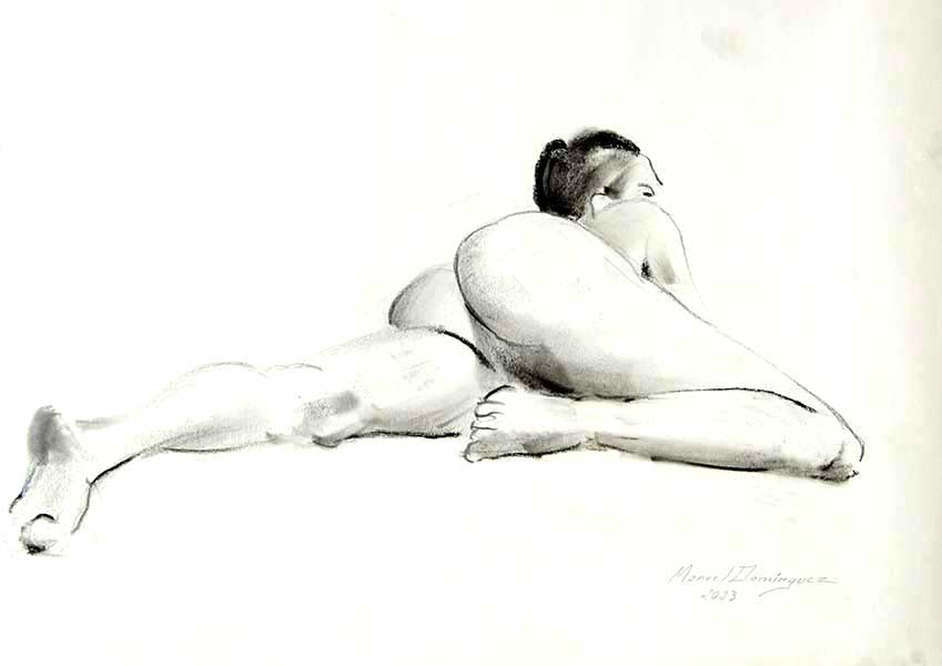 Drawing nude charcoal
