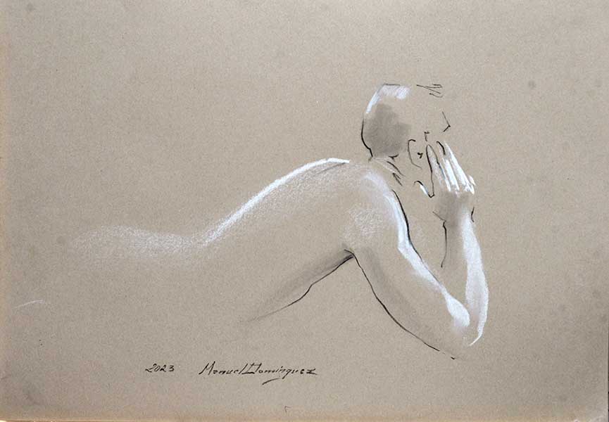 Desnudo. Dibujo a carboncillo de Manuel Domínguez