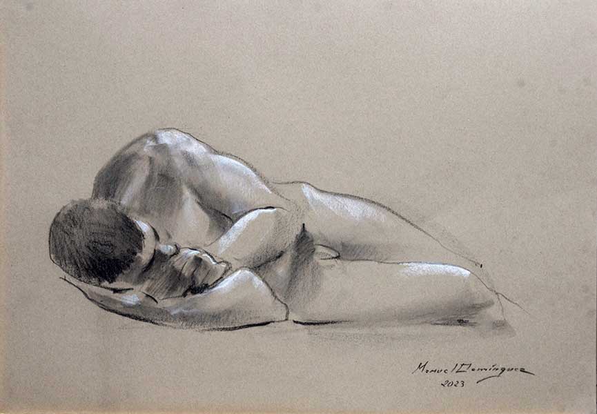 Desnudo. dibujo a carboncillo 