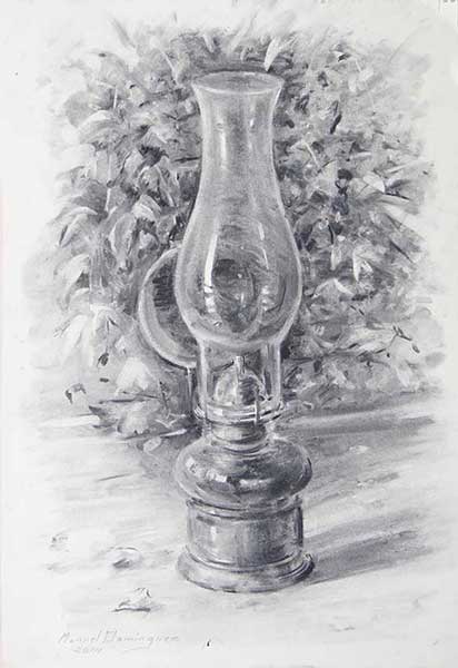 El Candil.  Dibujo a carboncillo de Manuel Domínguez