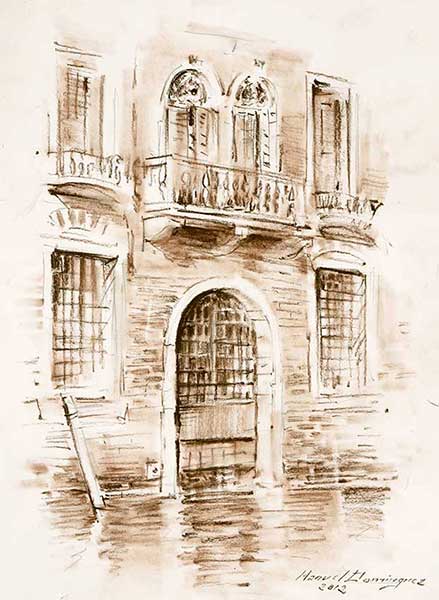 Venecia--dibujo a sepia de Manuel Domínguez