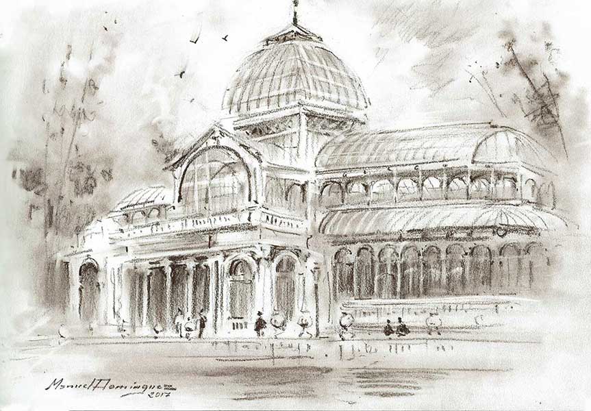 Palacio de Cristal- dibujo de Manuel Domínguez