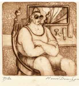 Etching by Manuel Domínguez. Drypoint and resin technique