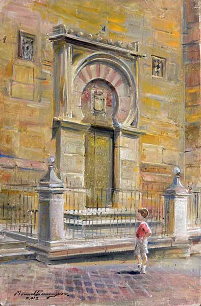 Puerta de la Mezquita- óleo Manuel Domínguez