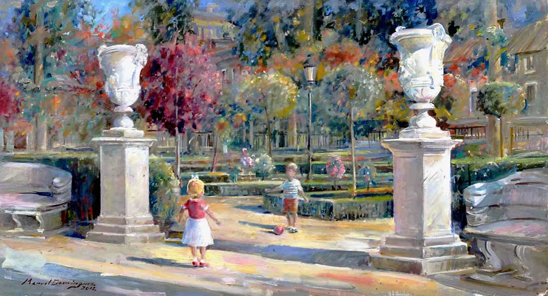  Jardin de la Princesita-Aranjuez-óleo de Manuel Domínguez 