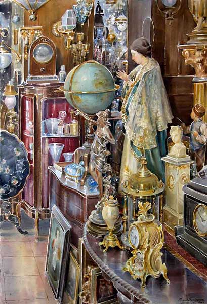 Watercolor by Manuel Domínguez-old relics