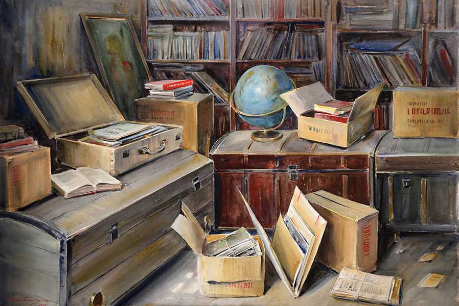 Watercolor by Manuel Domínguez-The trunk room