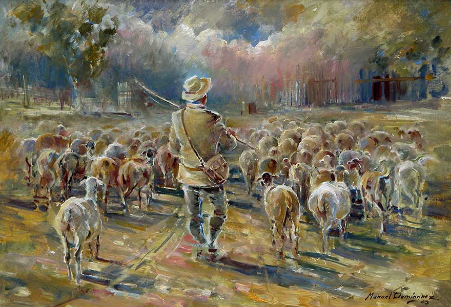  Shepherd, oil painting by Manuel Domínguez