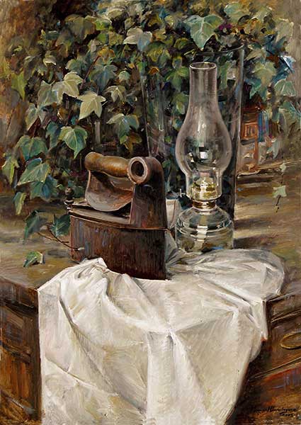  The lamp, oil painting by Manuel Domínguez