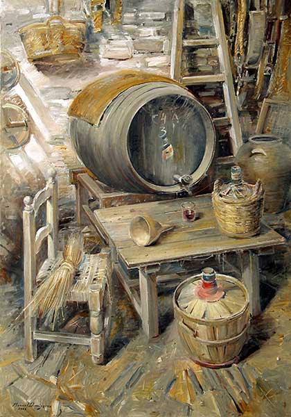  The barrel, oil painting by Manuel Domínguez