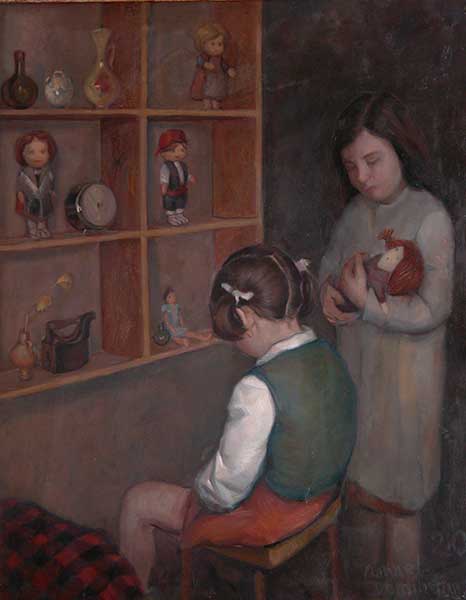  Girls playing, oil painting by Manuel Domínguez